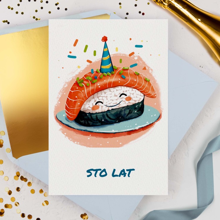 Personalizowana Kartka na urodziny dla miłośników sushi - Sushi Party